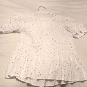 Miami White Blouse with Black Polka Dots